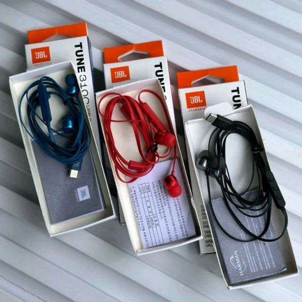 (Original) JBL Tune 310 Wired in-Ear Type C Headphones, Hi-Res Audio with Digital-to-Analog Converter, 3-Button EQ Preset Remote with Microphone, Tangle-Free Flat Cable, Compatible with USB-C Devices - Image 5